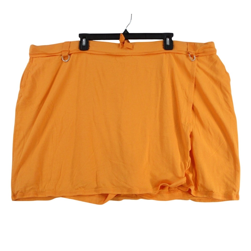 Avenue Womens Plus Size‎ 30/32 Orange Cotton Wrap Front Skort Casual Knit Shorts
